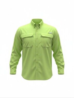 Mojo Preformace Fishing Light Green Button-Up Shirt, Lightweighr, SPF, Outdoor